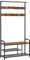 VASAGLE Garderobenständer, Garderobe, Kleiderständer 9 Haken, Schuhbank, Ablage, 30 x 85 x 180,5 cm, für Flur, Schlafzimmer, kleine Wohnungen, Industrie-Design, vintagebraun-schwarz HSR409B01