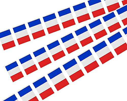 30 Pièces Drapeau France 10 Mètres Fanions en Bunting Drapeaux Français | Polyester pour École Patio Piscine Camping Anniversaire Intérieur Extérieur Jardin Fête Événement Soirée Décoration de Noël