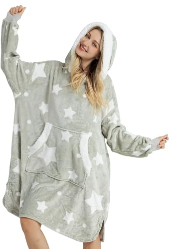 Winthome Manta con Capucha Suave y Acogedora, Sudadera con Capucha con Bolsillo y Capucha, Manta de Franela para Mujer, Hombre y Adulto, Ahorra Costes de Calefacción