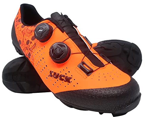 LUCK Zapatillas MTB Galaxy Calaveras. Zapatos Ciclismo Montaña para Hombre y Mujer. Suela de Carbono. Doble Cierre Rotativo ATOP. Calzado Bicicleta MTB