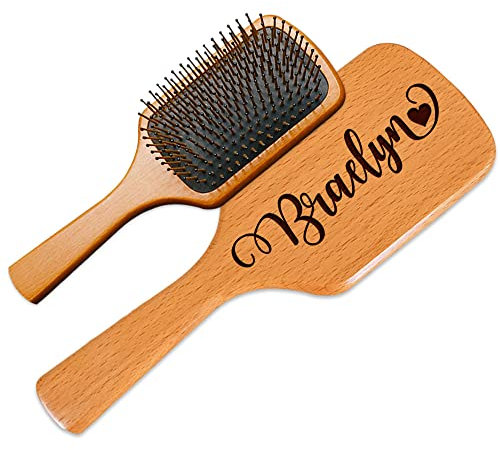 Personalisierte Bambus-Haarbürste, Benutzerdefinierter Namenskamm für Frauen, Weihnachtsgeburtstagsgeschenke für Mutter, Frau, Oma, Freunde, Schwester, Natürliche Bambusbürste aus Holz