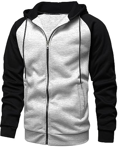 YawYews Sweatjacke Herren Zipper Hoodie Kapuzenjacke Herren Sweatjacke Mit Kapuze Sweatshirt Jacke Reißverschluss Grau XL