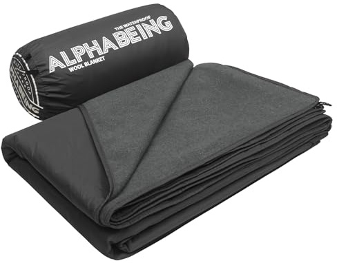 AlphaBeing Couverture d'extérieur imperméable, chaude et coupe-vent en laine pour stade, camping, événements sportifs, pique-nique, voiture et chien, 200,7 x 150 cm, gris