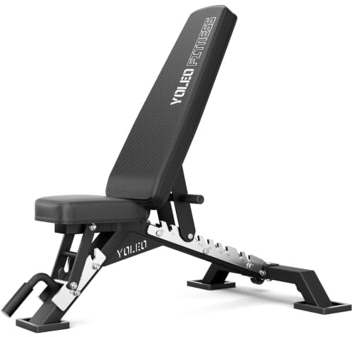 YOLEO Banco de pesas ajustable comercial de 1050 KG con certificación ASTM – Banco de entrenamiento resistente, preensamblado al 80%, ideal para gimnasios en casa