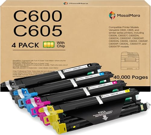 MasaiMara C600 C605 Image Drum Unit Replacement for XEROX Versalink C600N C600DT C600DN C605DN C605S C605X C605XL Printer | 108R01488 108R01485 108R01486 108R01487 | Color 4-Pack