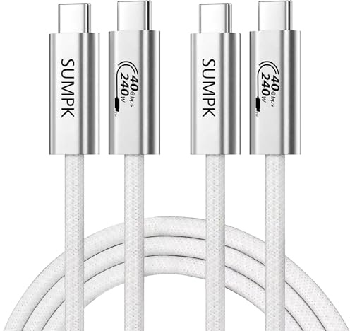 SUMPK Cable C USB de 240w 2m, cable usb4 con transmisión de datos de alta velocidad de 40gbps, Monitor único 8k / doble 4k compatible con Thunderbolt 4/3 monitor/Hub/base de expansión