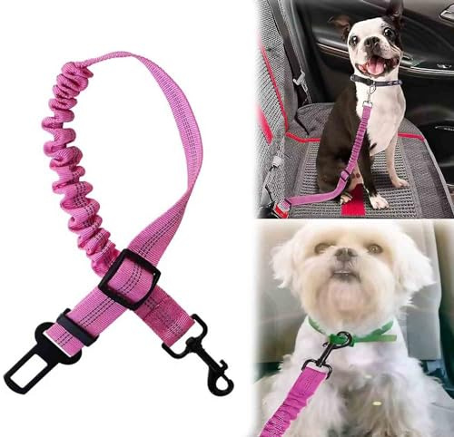 Cintura Sicurezza per Cani Auto, Guinzaglio per Tutte le Razze e Tipi di Auto, 52-88cm, Rosa