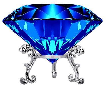 Hiziwimi 2.35 in Crystal Diamond Paperweight with Stand(60mm,Clear)
