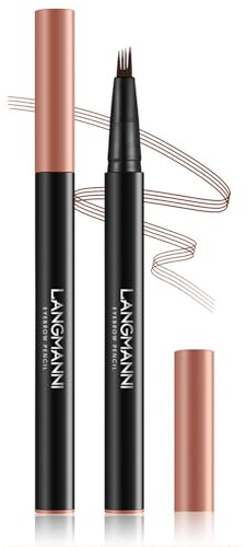 EONFAVE Crayon à sourcils 3D imperméable avec 4 pointes fourchettes, 2024, crayon à sourcils, dessin des poils pour séchage rapide, naturel durable (02 marron clair)