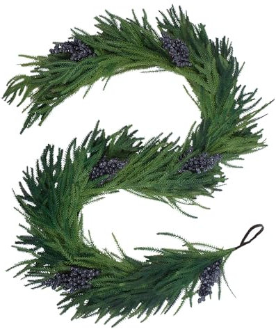 Ghirlanda di Natale di salice artificiale di pini ciprebi, ghirlanda di Natale per tavolo di Natale, cappotto, sfondo parete decorazione invernale (9ft)