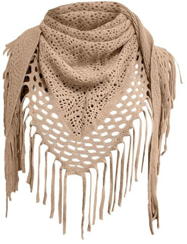 Dreiecksschal Damen Strickschal Imitation Kaschmir Umschlagtuch Flauschige Weiche Winterschal Dreieckstuch Halstuch Tuch Dreieckstuch Herbstschal Weich Deckenschal Mit Fransen für (Khaki, One Size)