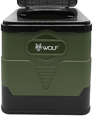 Wolf Outdoors Portable Camping Toilet | Foldable 1.3kg Travel Toilet with Waste Bags & Odour Neutralising Powder | Supports 150kg | 11cm Compact Fold | Portable Toilets for Adults