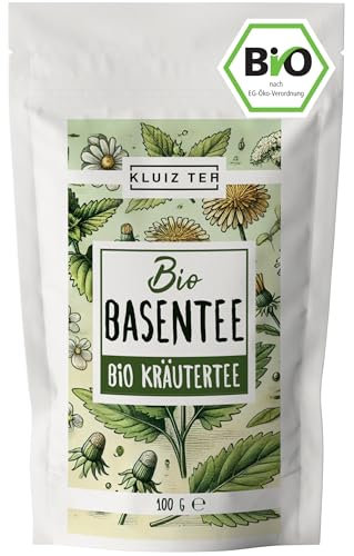 Bio Basentee lose - 100 Gramm I Basischer Tee mit Brennnessel, Löwenzahn, Schafgarbe und weitereren basischen Kräutern I Herbal Tea by KLUIZ TEA