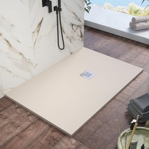 Piatto Doccia 90x140 cm Marmoresina Avorio Effetto Pietra Ultraslim Antiscivolo