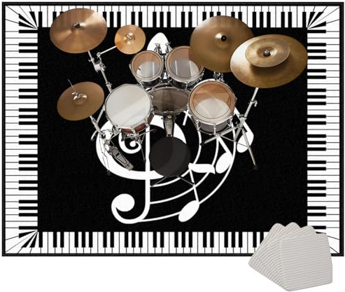 Drum Rug Drum Mat Soundproof Mat 230 x 180 cm Drum Carpet Non-Slip Drum Carpets Professional Rectangle Drum Rugs For Percussion Electronic Drums Bass Drum Snare Drums Kit Etc Musical Instruments Mat