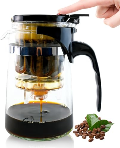 Cafetera de vertido, goteador inteligente de café con interruptor de encendido/apagado, olla pequeña de vidrio de borosilicato con filtros de café japoneses de 500 ml, cafetera de goteo de 500 ml (500