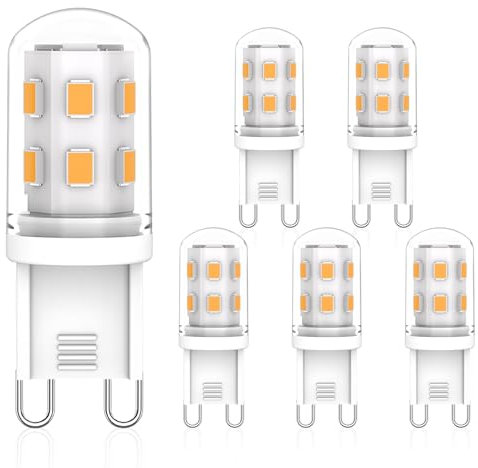 Eco.Luma Lampadina LED G9 2W, 210lm, Equivalente 20W alogeno, Bianco Caldo 2700K, AC220-240V, NON Dimmerabile, Risparmio energetico Lampada, Base standard G9, Confezione da 5