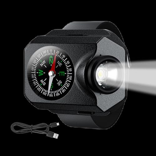 Torcia elettrica, luce esterna con funzione bussola | luce ricaricabile, torcia elettrica, guarda, gradin a 5 livelli, luce impermeabile per camminare, escursionismo