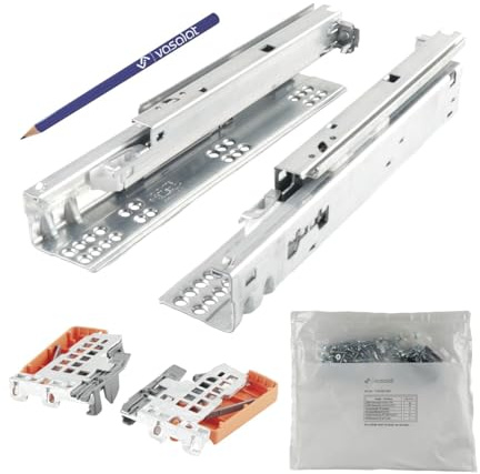 Blum Tandem Vollauszug Set, Schubladenauszug 350mm Blumotion mit praktischer Blum Kupplung, Schubladenführung Tragkraft 30kg - 1 Paar Schubladenschienen mit Kupplung