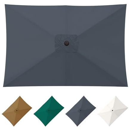 Rectangular Toldo de Recambio de Sombrilla de 3x2 m, Toldo de Repuesto para Sombrilla de Patio, Cubierta de Repuesto para Sombrilla, Tela para Sombrilla para Jardín, Terraza Jardín y Exterior(Grey)