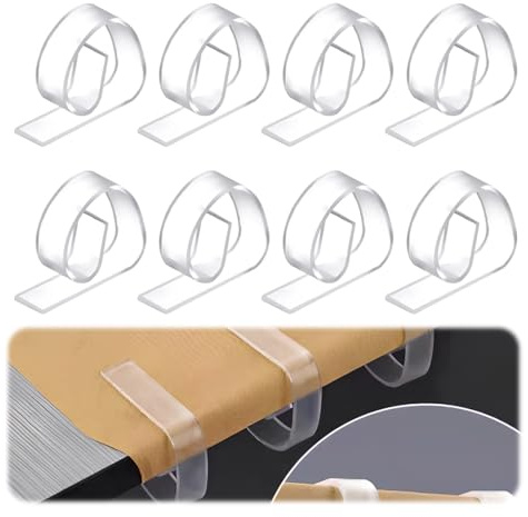 8 Piezas Pinza Mesa Transparente Mantel con Altura Ajustable, Agarre Hasta 4 cm, Antideslizantes y Antiviento para Patio Exterior, Jardín, Comedor
