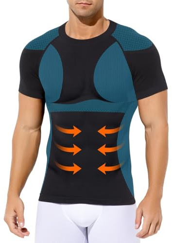 Casey Kevin Homme Compression T-Shirt, Shapewear Contrôle du Ventre Sport Top, Maillot de Corps Compression pour Perdre du Poids Ventre Plat Homme, XL