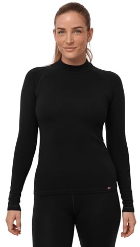 DANISH ENDURANCE Maglia Termica Donna in Lana Merino per Freddo Estremo, Manica Lunga, Intimo Termico per Sci, Trekking, Escursionismo, Nero, XXL