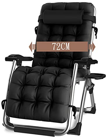Sillón reclinable Extra Ancho, tumbonas de jardín, Tumbona de Sauna, Chaise Longue con portavasos, tumbonas Plegables para el jardín, Silla tapizada para Sala de Estar (Color: negr
