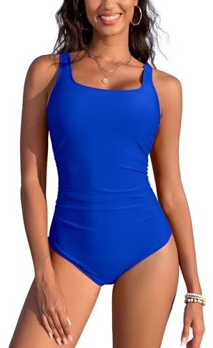 SHEKINI Push Up Bañador de Una Pieza para Mujer Traje de baño de Una Pieza con Aros Bañador Mujer Sexy(XL, Azul Bebé)