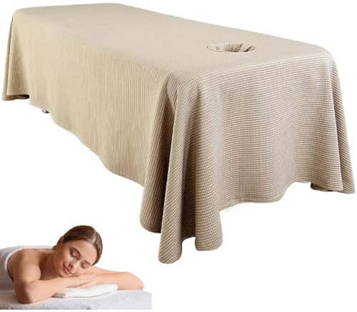 Massagesänglakan, andningsbar massagepannad med ansiktshål, tvättbart återanvändbart sängöverdrag, spa-skydd för salong, kaffefärger.