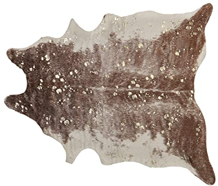 Beliani Kunstfell Teppich Kuhmuster braun/weiß mit goldenen Sprenkeln 130 x 170 cm Bogong