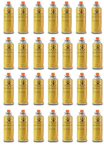 KARAN KING - Butane Gas Bottles Canisters for Camping Heater, Cooker, BBQ (Pack of 28)