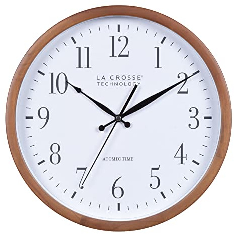 La Crosse Technology Atomic Analog Wall Clock, Wood, 12.80 (404-50447)