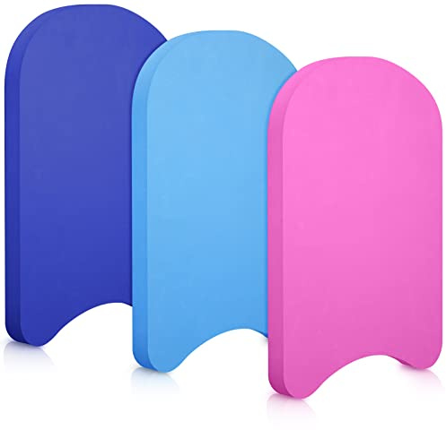 3 Pcs EVA Foam Swimming Kickboard Water Pool Training Swimming Aid Swim Board with Non Slip Edges for Adults Kids Beginner Swimmers Float Exercise Equipment, 3 Colors (Dark Blue, Light Blue, Pink)