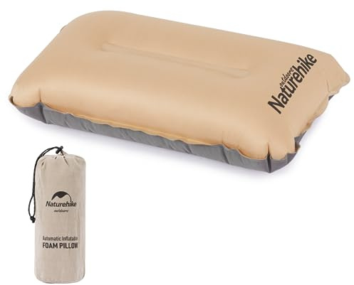 Naturehike Oreiller de Camping Gonflable Automatique 46×27cm Coussin de Voyage Ergonomique Gonflable Convient pour Le Camping/Randonnée/Extérieur/Plage/Voyage/Bureau