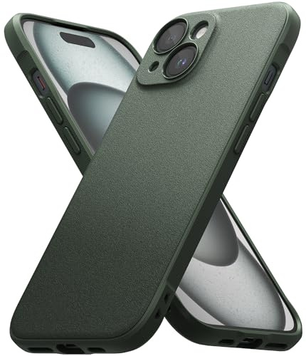 Ringke Onyx for iPhone 15 Case [Anti-Fingerprint Texture] Slim Lightweight Plustective Cover with Full Coverage Camera Plustection & Non-Slip Side Grip - Dark Green
