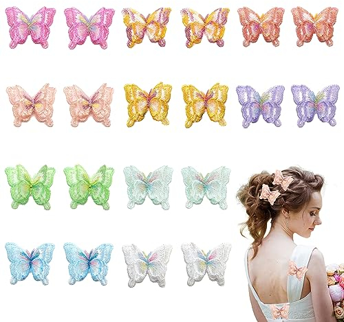 XCSJ 20 Pcs Schmetterling Nähen Applikation Bestickt Schmetterling Organza Patches Stickpatches Nähen Sie Patches zum Dekorieren für Diy Kunsthandwerk,Kleidung (Mehrfarbig)