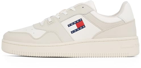 Tommy Jeans Baskets Cuvette Homme Retro Basket Sportives, Ivoire (Ivory), 41