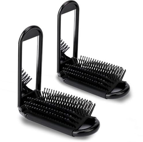 Klappkamm, 2 Stück Klappbürste Mit Spiegel Mini Faltbare Haar Bürste Reisebürste Kleine Haarbürste Herren Haarbürste Damen Tragbare Haarmassage-Kamm Klappbürste Wet Haarbürste Brush Für Frauen Mädchen