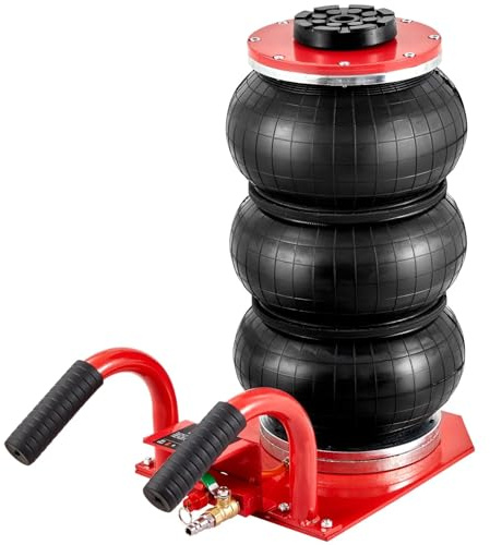 Air Jack, 3 Ton/6600 lbs Triple Bag Air Jack, Airbag Jack with Six Steel Pipes, Lift up to 17.7 inch/450 mm, 3-5 s Fast Lifting Pneumatic Jack, with Side Handles for Car, Garage, Repair (Red)
