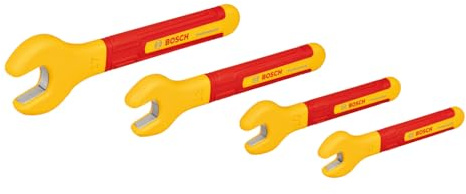 Bosch Professional VDE-Schraubenschlüsselsatz (inkl. 4 Schraubenschlüsseln: 8 mm, 10 mm, 13 mm und 17 mm, zertifiziert bis 1.000 V, in Stofftasche)