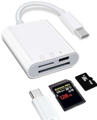 USB C to TF/SD card reader, 3 in 1 SD card adapter, Type C to TF/SD+USB charging adapter, slot memory card reader for PC, MacBook, computer, cell phone and more