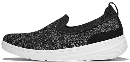 Fitflop Sneaker da Donna Super-q Knit Slip-on, Silvereen Nero, 40 EU