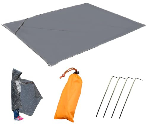 lcvtos Estera de Playa Impermeable, Manta Picnic Impermeable Grande con 4 Estacas Fijas, 120 X 150 cm, Manta de Picnic Sin Arena para Playa, Camping, Picnic, Parque, Viajes (Gris)