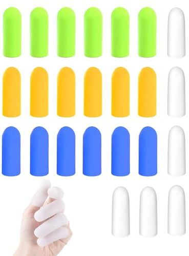 KEMUZ 24Pcs Protezioni per Dita in Gel di Silicone, Protezione in gomma per la Punta Delle Protezione impermeabile, Protezione per Dita Trigger, Artrite e Cancelli