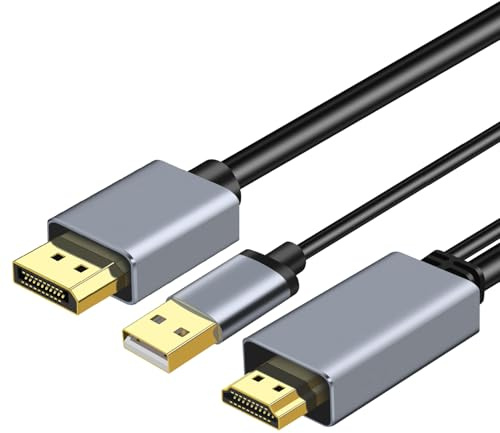 XinYaa HDMI to DisplayPort Cable, 4K@60Hz 3M HDMI Source to DisplayPort Monitor Compatible with PC Graphics Card Laptop PS5 X-b0x 0ne (360) Supporting 4K@60Hz 2K@144Hz 1080P@165Hz