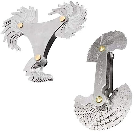 Zerodeko 2set Strumento di Misura della Filettatura in Acciaio Inossidabile Strumento di Misurazione del Passo Centrale per Filettatura Americana Misura Accuratamente Filettature Interne Ed