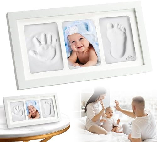 SPORWAY Baby Handprint and Footprint Kit: White Newborn Keepsake Frames, Complete Clay Imprint Kit for Newborn, Birthdays and Christenings for Milestone Memories Frames for Baby Registry Nursery Decor