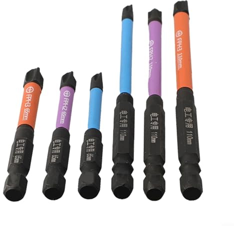 ZAMETTER Speciell korsskruvmejsel bit för elektriker FPH1 FPH2 FPH3 65 mm 110 mm 6 st legerat stål magnetiskt rostsäkert för uttagskontakt