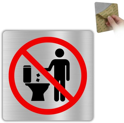 LEIASA | Señal No Tirar al WC - 10x10 cm - Aluminio - Solo Papel Higiénico